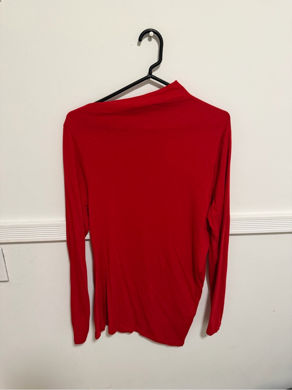 Banana Republic Red Long-Sleeve Draped Neck Top